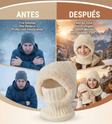 Gorro de punto grueso y cálido para mujer
