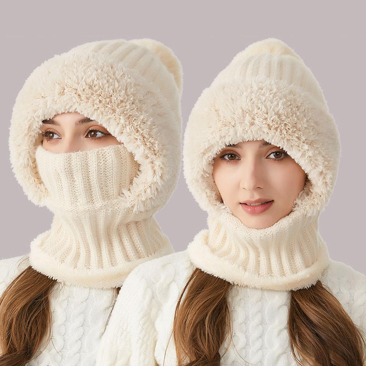 Gorro de punto grueso y cálido para mujer