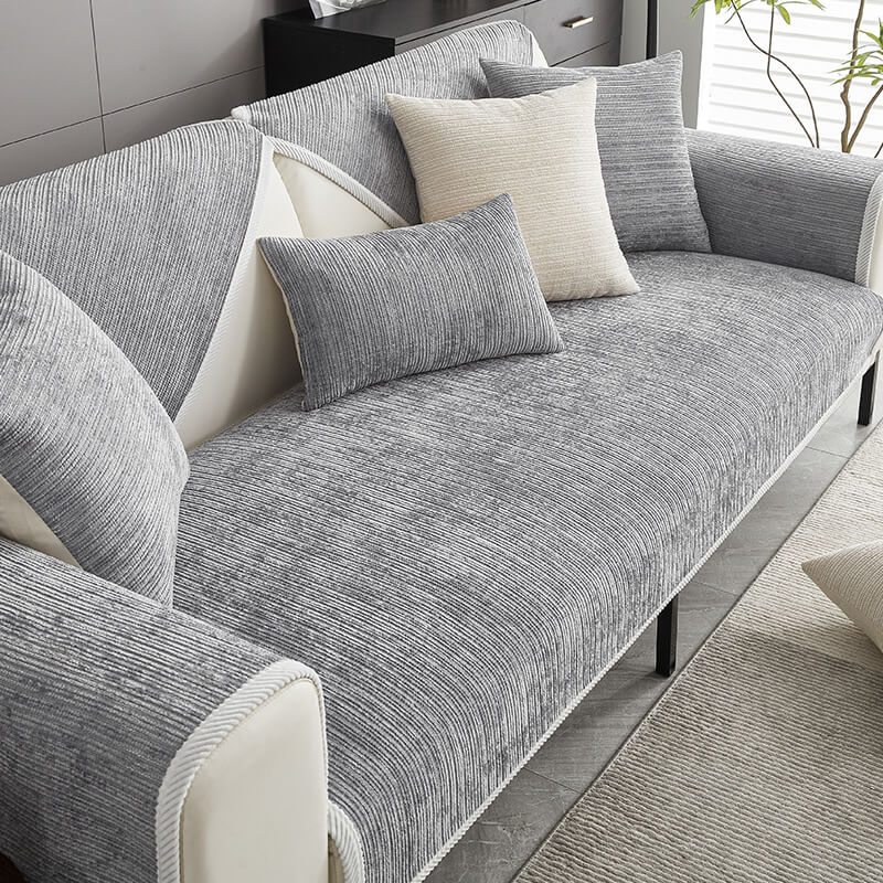 Cubierta de sofá de chenille de rayas simple 70*70 en (1 PC)