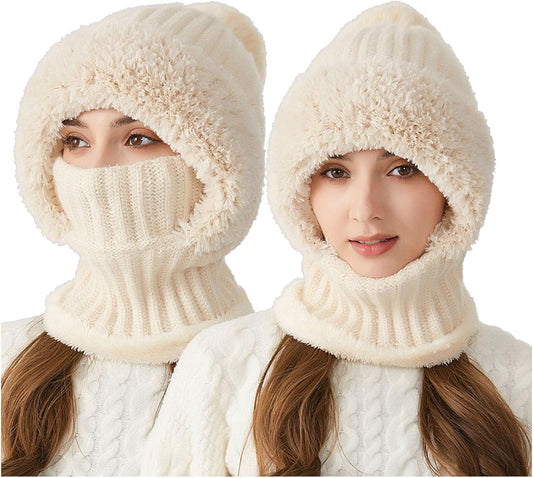 Gorro de punto grueso y cálido para mujer